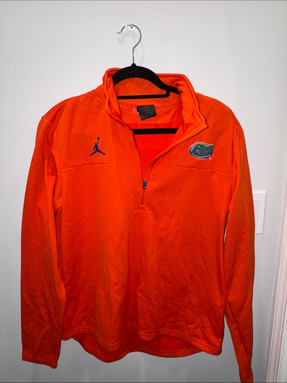 Jordan Men's Orange Quarter-Zip Pullover with Blue Jumpman & Team Patch